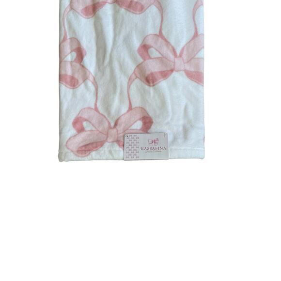 Kassafina Coquette Pink Bow Hand & Bath Towel 4PC Set 100% Cotton White NEW - Picture 13 of 15